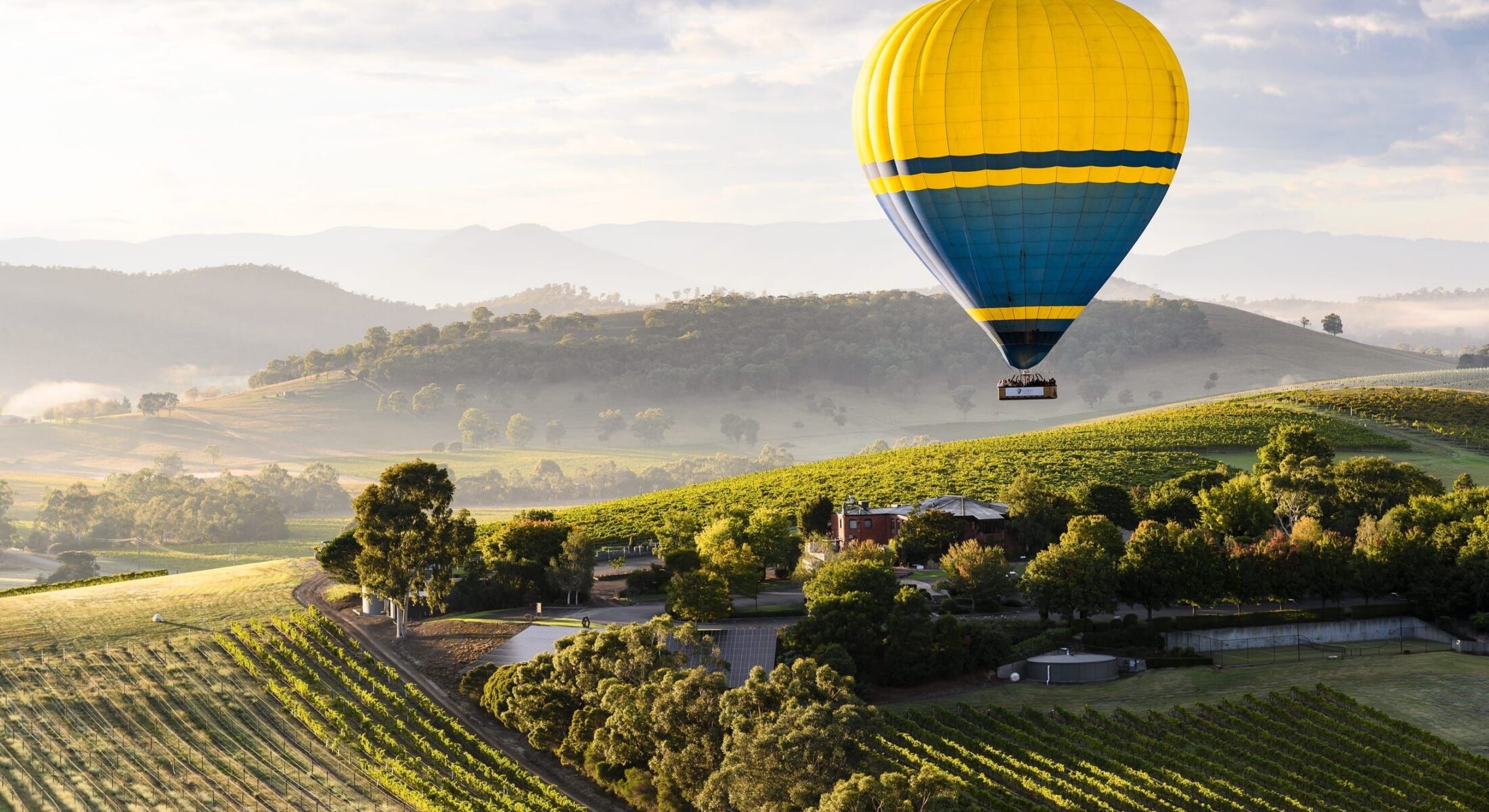 Hot air ballooning over the Yarra Valley